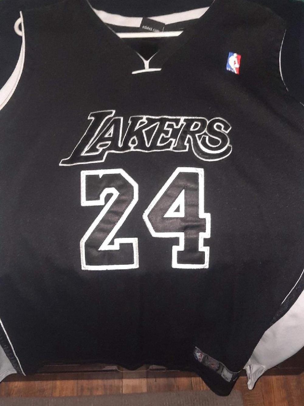 KOBE BRYANT adidas Black Bryant #24 Basketball Jersey with White Trim
